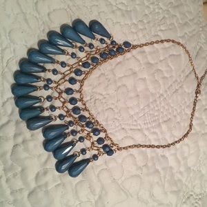 Teal and gold statement necklace