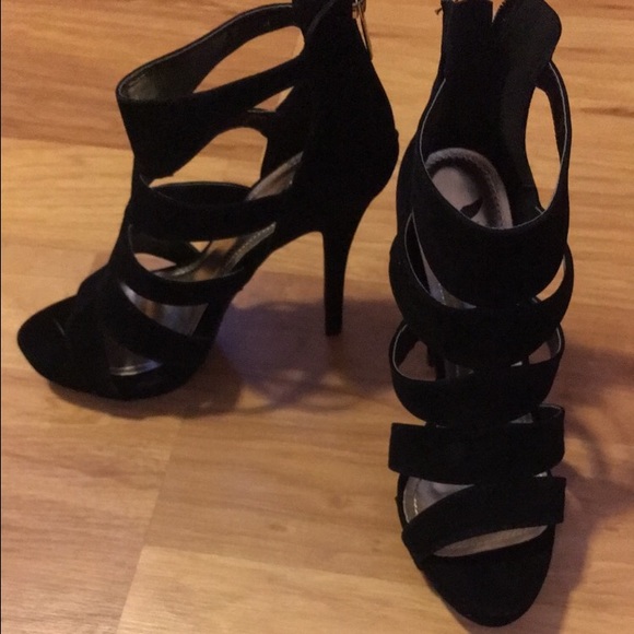Brand new black strap heels