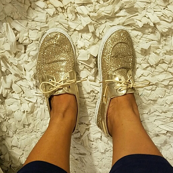 DISCOUNTED! Gold Sparkling Loafer Style