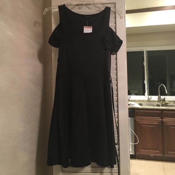 Edge Off the Shoulder Black Dress