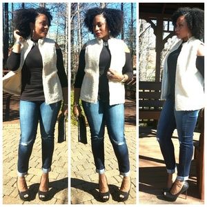 💎NEW J. Jill Faux Sheepskin Beige Vest