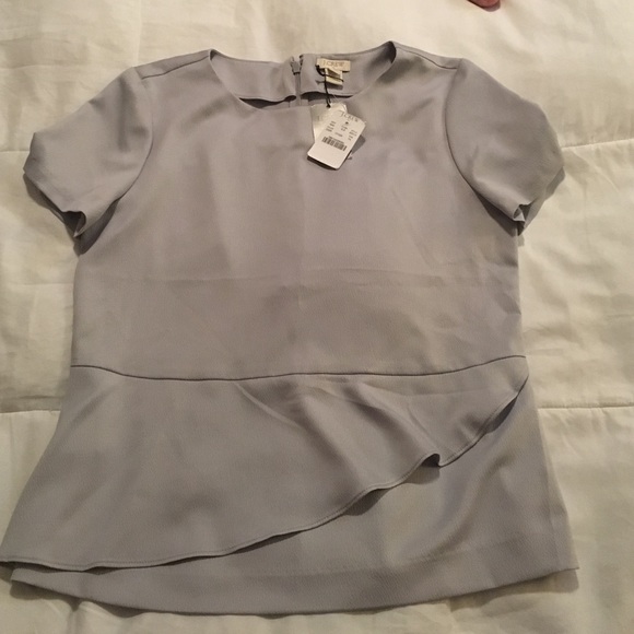 J Crew NWT silver / light grey peplum top size 4p
