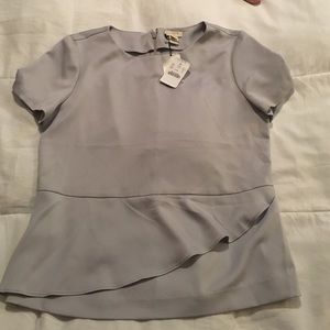 J Crew NWT silver / light grey peplum top size 4p