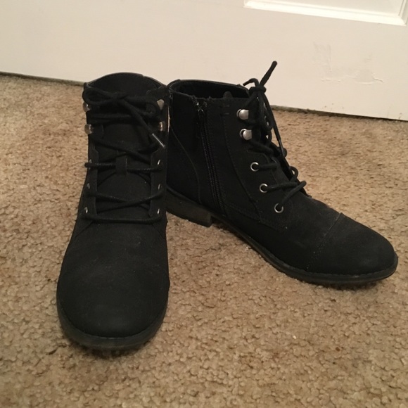Black lace up booties