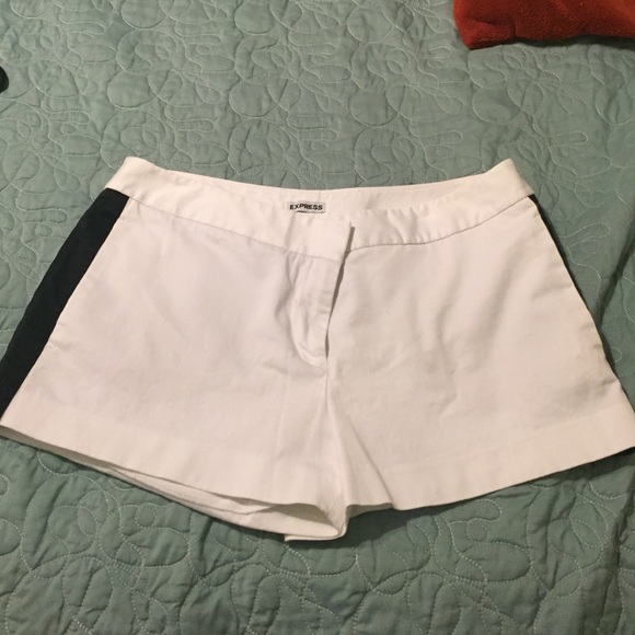 White w black tuxedo stripe shorts