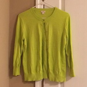 J. Crew Factory Clare Cardigan in Neon Green