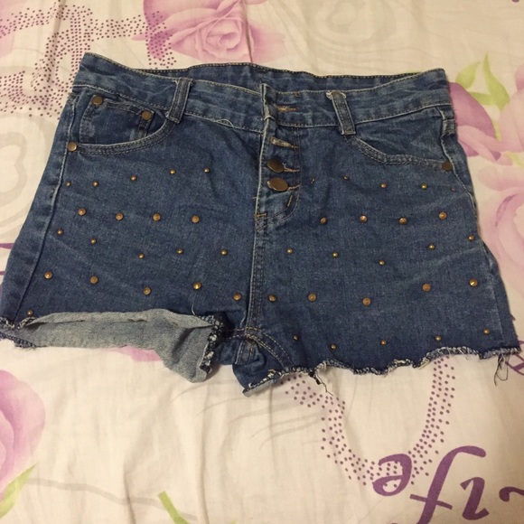 rivet denim shorts