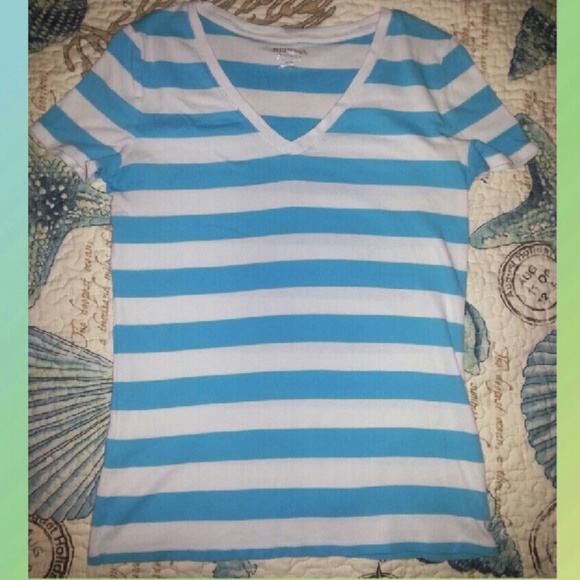 Blue and white striped top