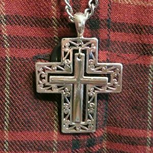large 2 Inch Cross with Inlaid Cross