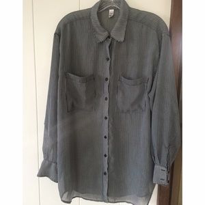 AA chiffon oversized button up shirt