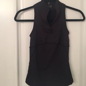 Cozy Orange v neck, high collared workout top XS