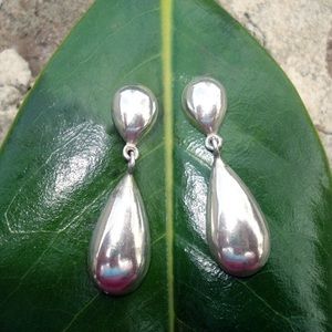 Sterling Silver Tear Drop Dangle Earrings - 925