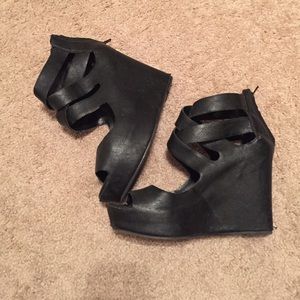 Black zip up wedges