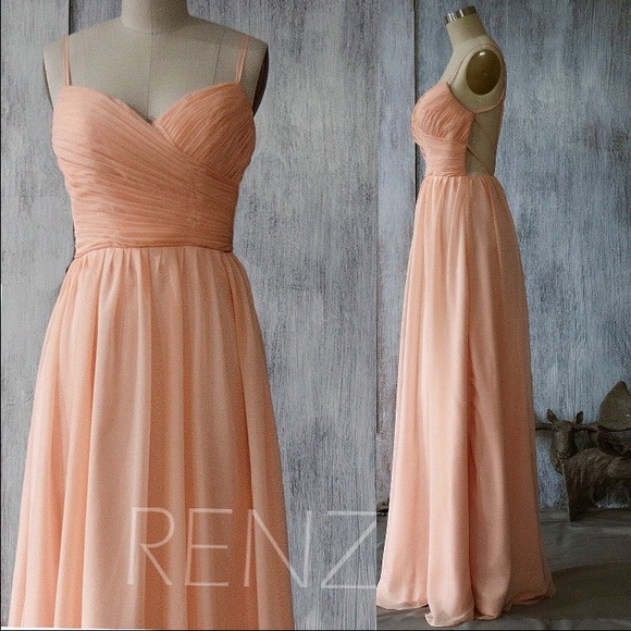 Pink Chiffon Sweetheart Dress with Open Back - Picture 2 of 4