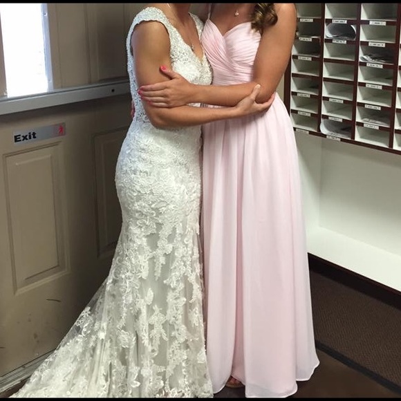 Pink Chiffon Sweetheart Dress with Open Back - Picture 4 of 4