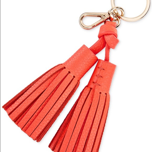 Kate spade double leather tassel keychain