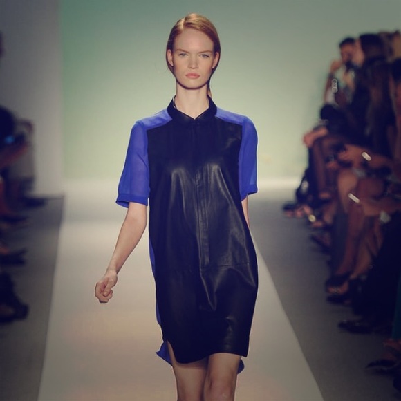 Tibi NWT Leather Color-block Shirt Dress