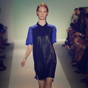 Tibi NWT Leather Color-block Shirt Dress