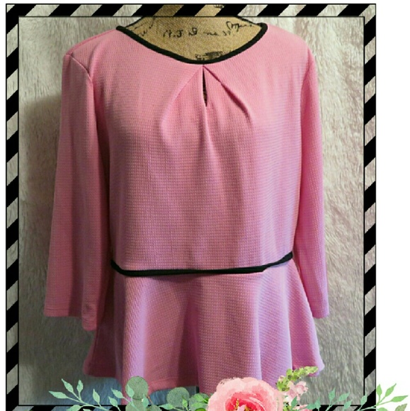 Cute Pink Top with Black Piping