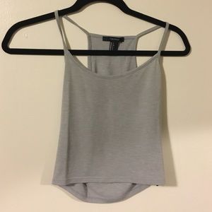 Gray cross-back crop top