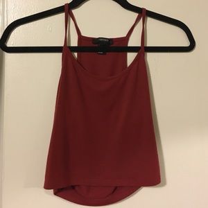 Red cross-back crop top