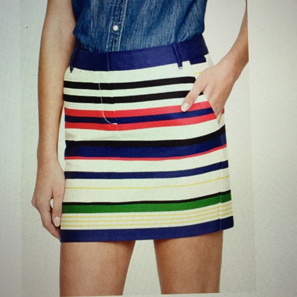 J.crew chino multi stripe mini skirt size 4