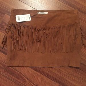 Brown Suede Fringe Skirt From Spain