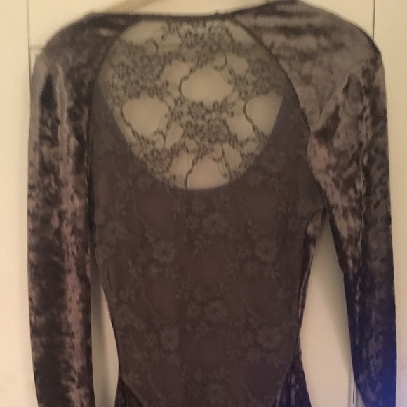 Crushed velvet dress with plunging lace back