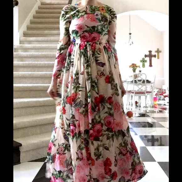 Sequin Embellished Floral Chiffon Maxi - Picture 3 of 7