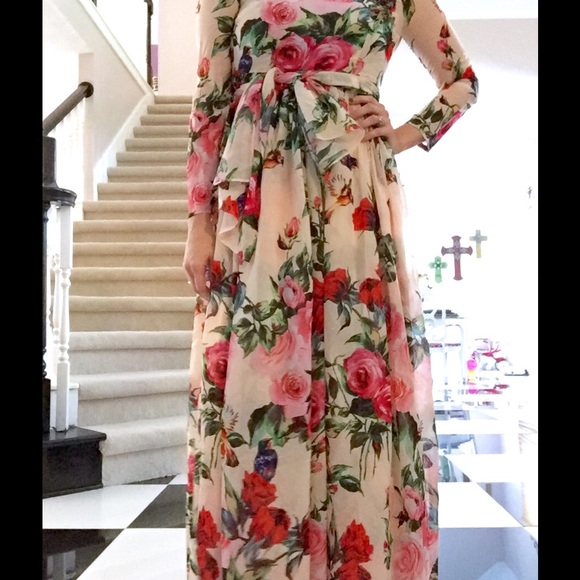 Sequin Embellished Floral Chiffon Maxi - Picture 4 of 7