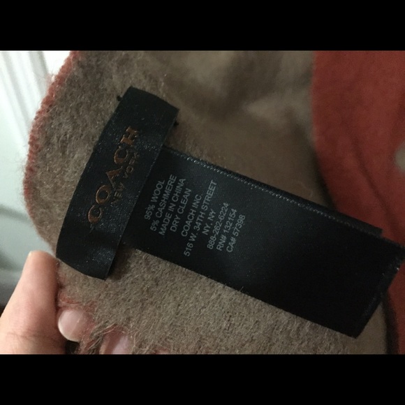 Coach wool scarf orange& brown - Picture 3 of 4