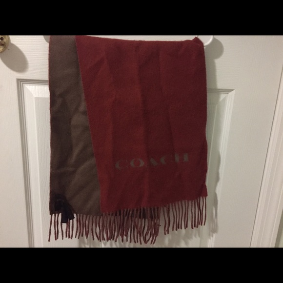 Coach wool scarf orange& brown - Picture 4 of 4