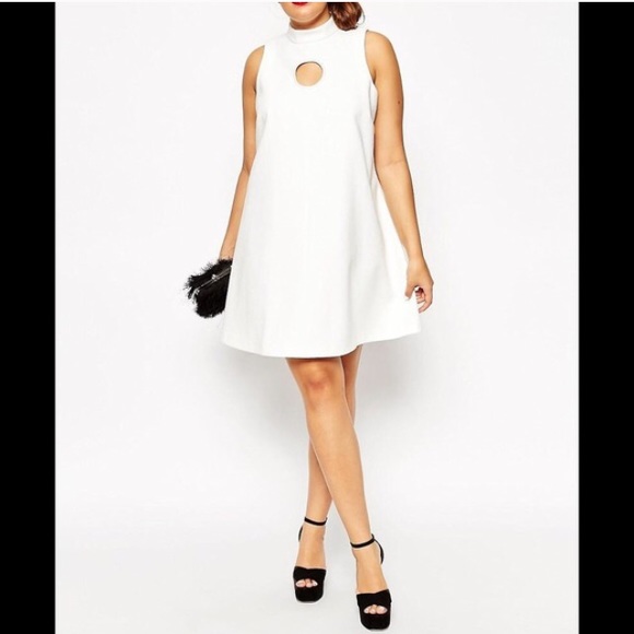 ASOS Curve White Shift Dress • Funnel/ turtle neck