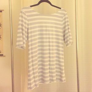 Banana Republic White and Gray Striped Shirt