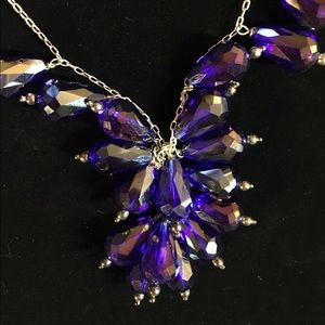 Silver Necklace with Purple Swarovski Crystals
