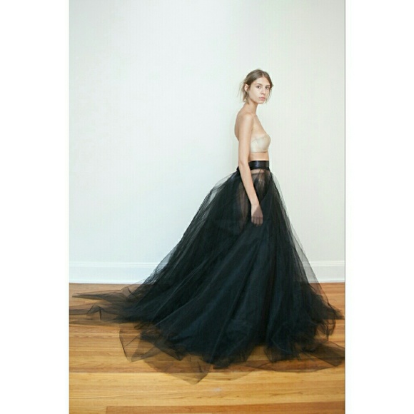 Bridal Full Length Black Tulle Ball Gown Skirt - Picture 2 of 3