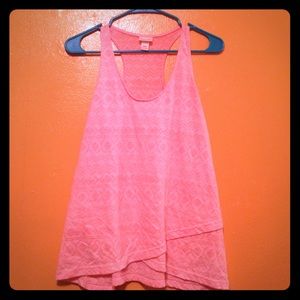 Salmon pink racerback w/faint tribal print