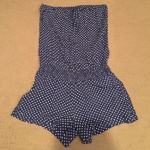 Navy and White Polka Dot Rompers