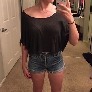 LF dark grey crop top