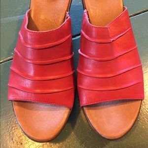 Brand New - Clarks Red Wedge Sandals - Size 9