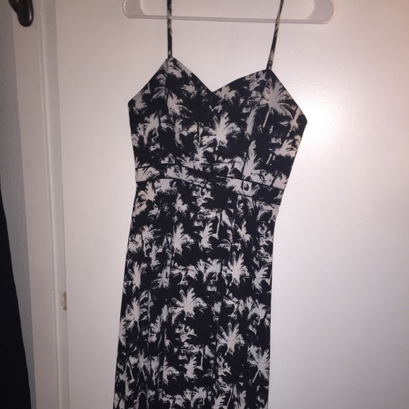 Guess, long navy blue with palm trees dress