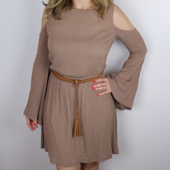 • new • cold shoulder dress with fringe belt - Picture 3 of 3