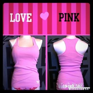 Victoria's secret pink ribbed graphic tank top