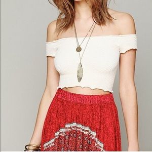 Scrunched up off shoulder crop top