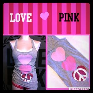 Victoria's secret pink ribbed graphic tank top