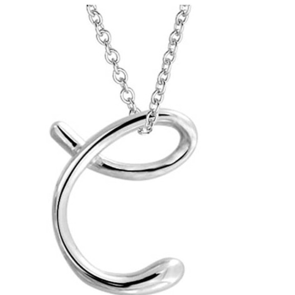 Sterling silver script initial charm necklace 18" - Picture 3 of 4