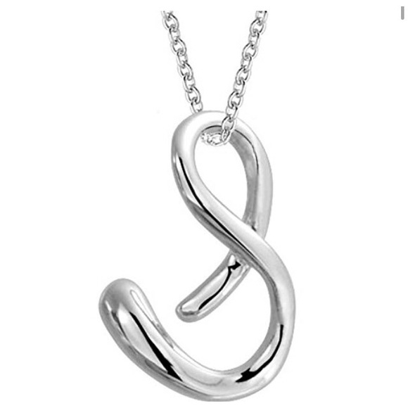 Sterling silver script initial charm necklace 18" - Picture 4 of 4