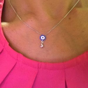 .925 Sterling silver crystal necklace Evil eye
