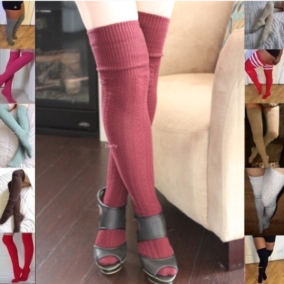 Long Thigh High Knit Socks Over The Knee Cable OTK Boot Cosplay Birthday Gift