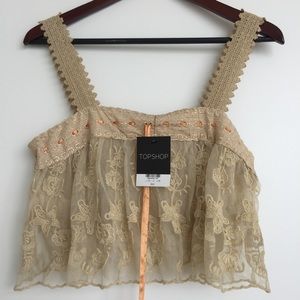 NWT Topshop Lace Crop Top Sz US6